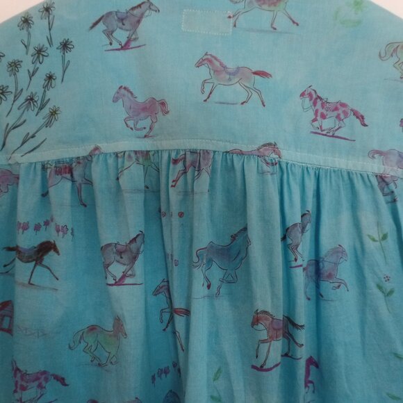 MOTHER The New To Town Horse Anthropologie  Turquoise Shirt Tunic  Dress - Picture 5 of 9